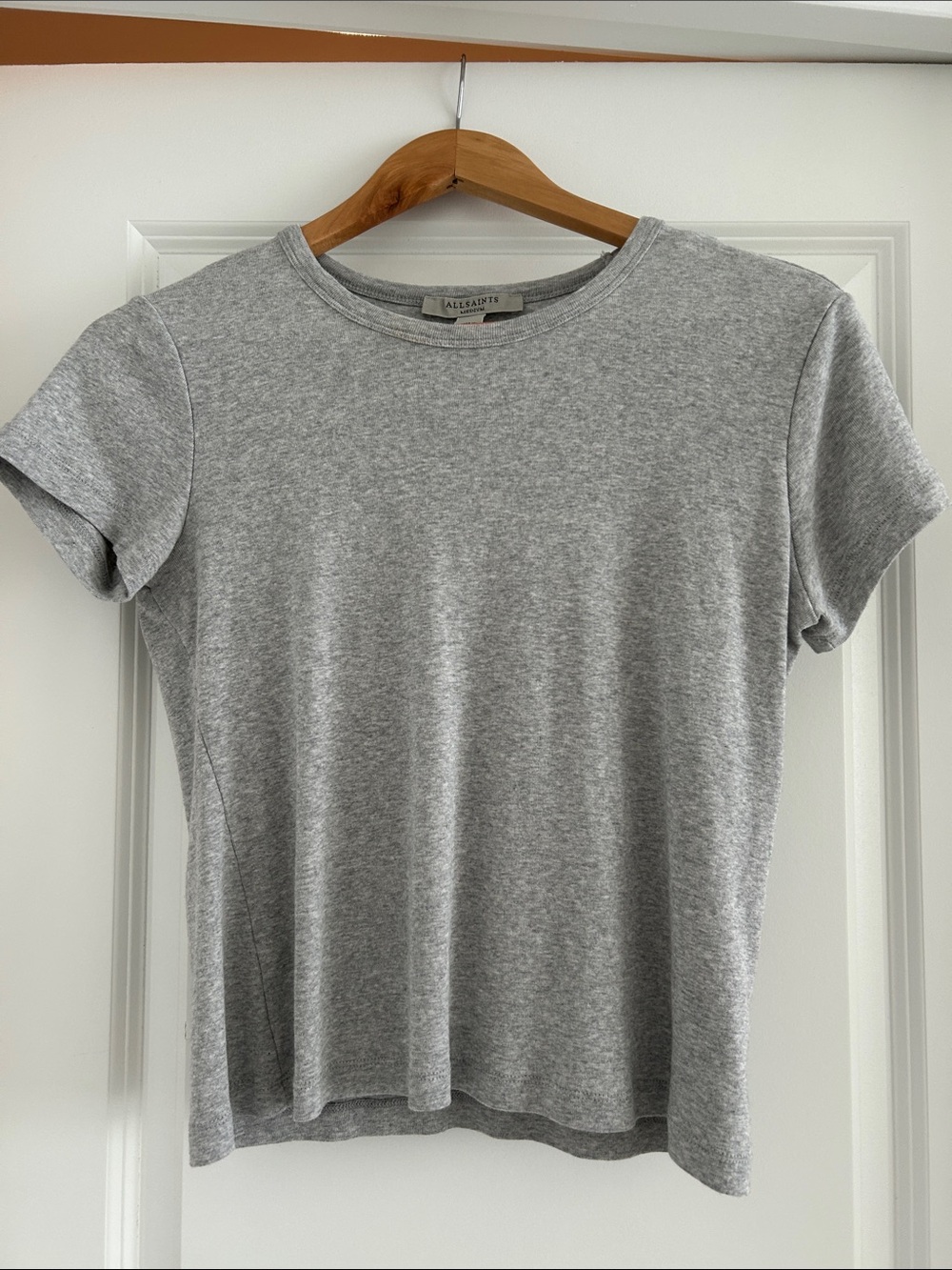 All Saints Gray Short-Sleeve Crewneck Tee